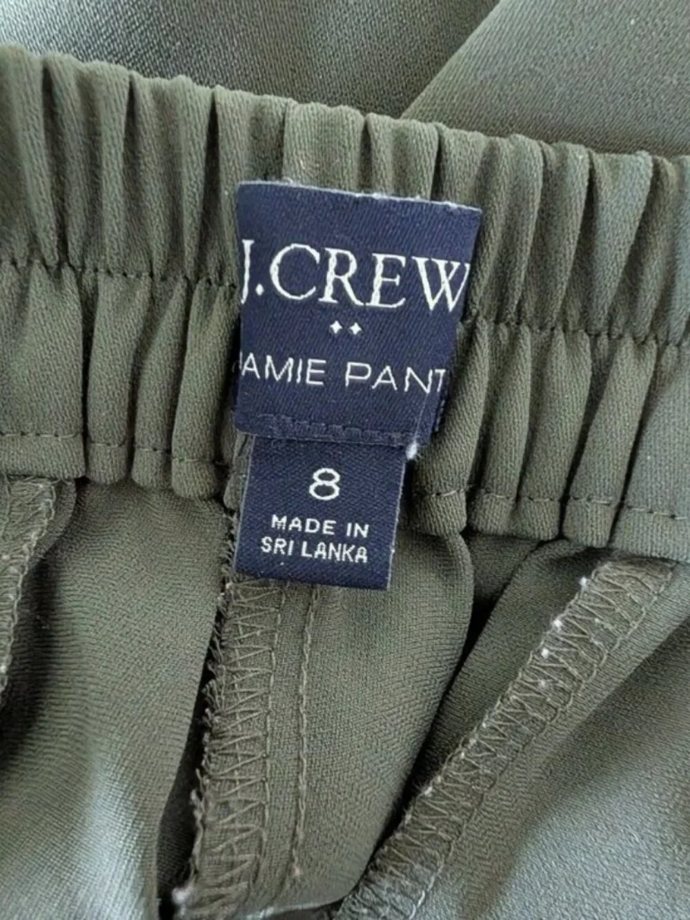 J.‎ Crew Olive Green Jamie Pants Pull On Pockets Size 8
